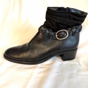 Brighton Jonah Black Ankle Boots with Silver Buckle